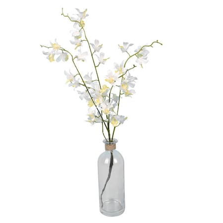Vickerman 20.5 in. White Mini Orchid in Glass Pot FC180301